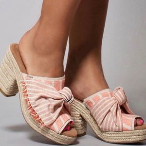 Toms Junie Knot Espadrille Sandal Orange Cabana Stripe Size 8.5.